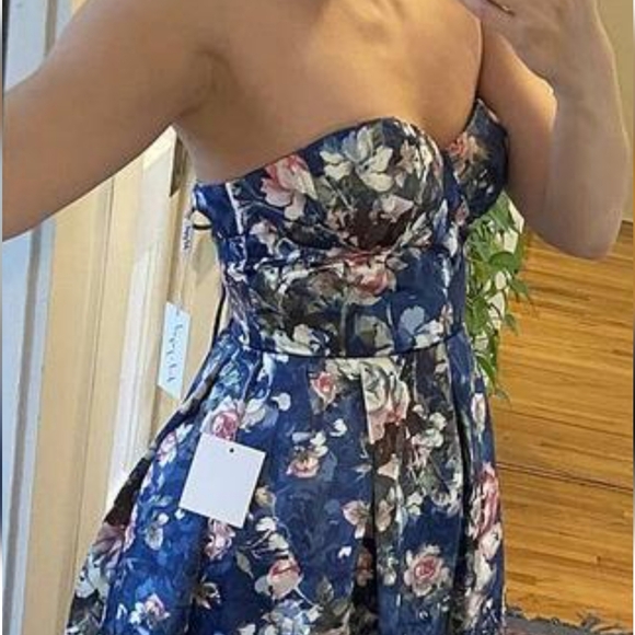 Petal & Pup Darina Strapless Midi Dress - Midnight Floral - Picture 7 of 7